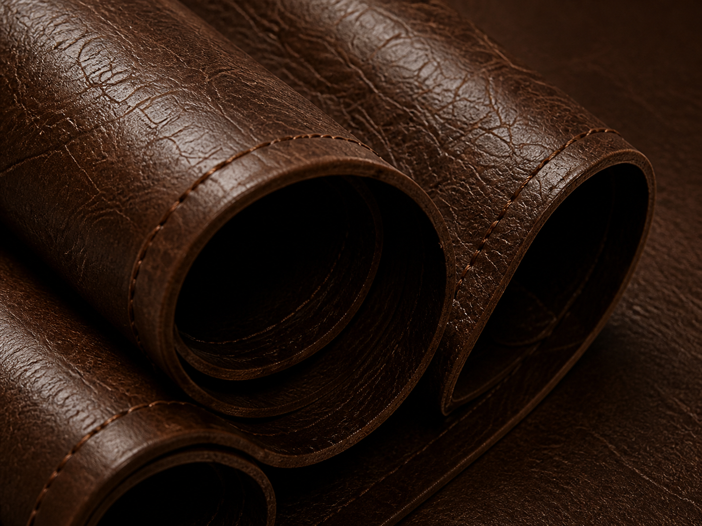 Rolos de couro legítimo marrom